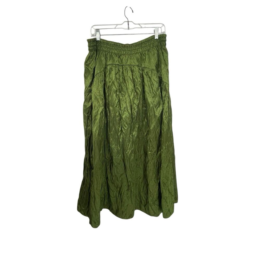 Vince Skirt Crushed Green Midi Creased Green Size 16